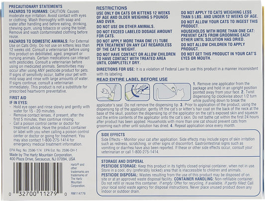 Hartz topical flea treatment for cats over five pounds application side