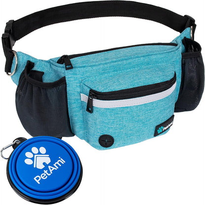PetAmi Dog Fanny Pack, Treat Pouch for Dog Walking, Training, Built in Poop Bag Dispenser, Water Bottle Holder, Collapsible Bowl, Pet Treat Waist Belt for Hiking, Running, Kibbles (Black) - Image 9
