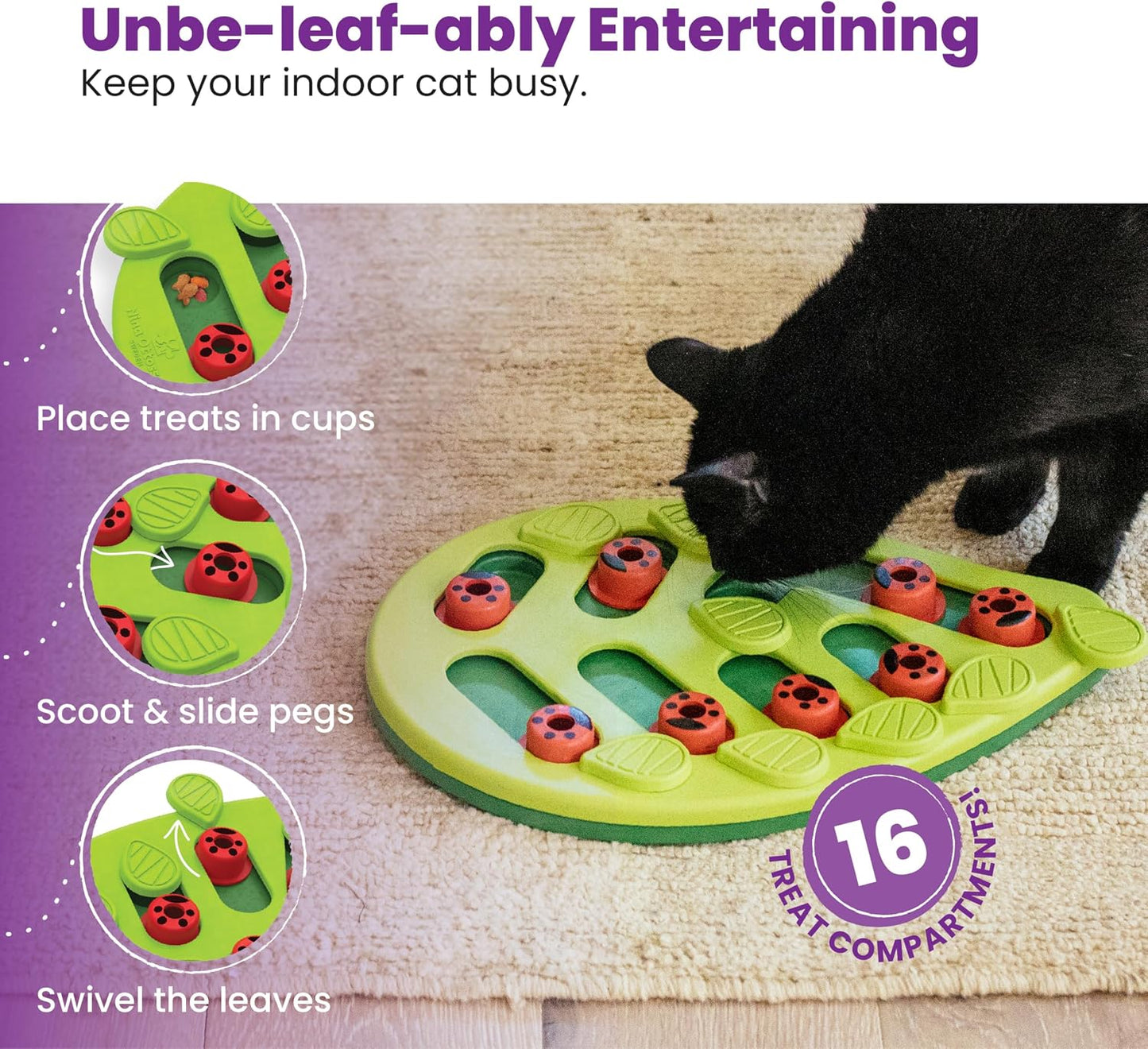 Nina Ottosson Level 2 slow feeder enrichment toy for indoor cats