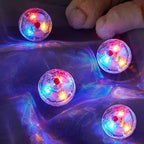 Six pieces of clear Sratte interactive cat toys lined up showcasing the compact 1.3-inch size.