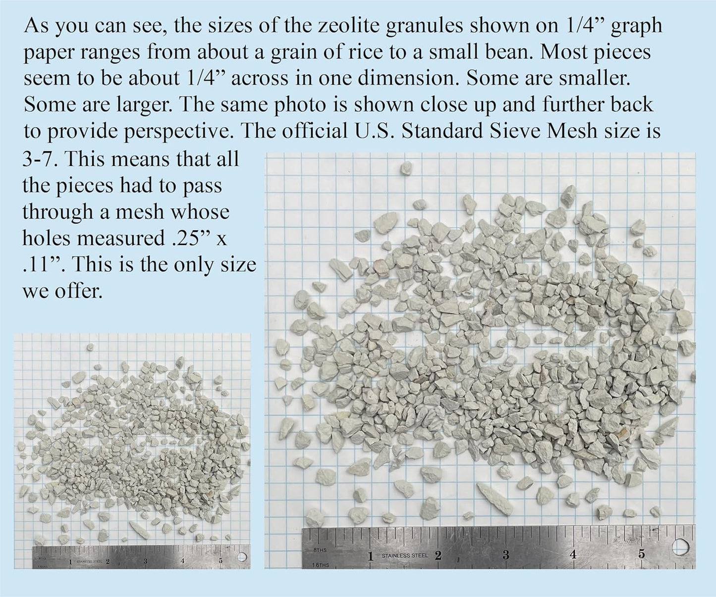 Purrified Air natural zeolite mineral showing gray angular granules for aquarium and pond filtration