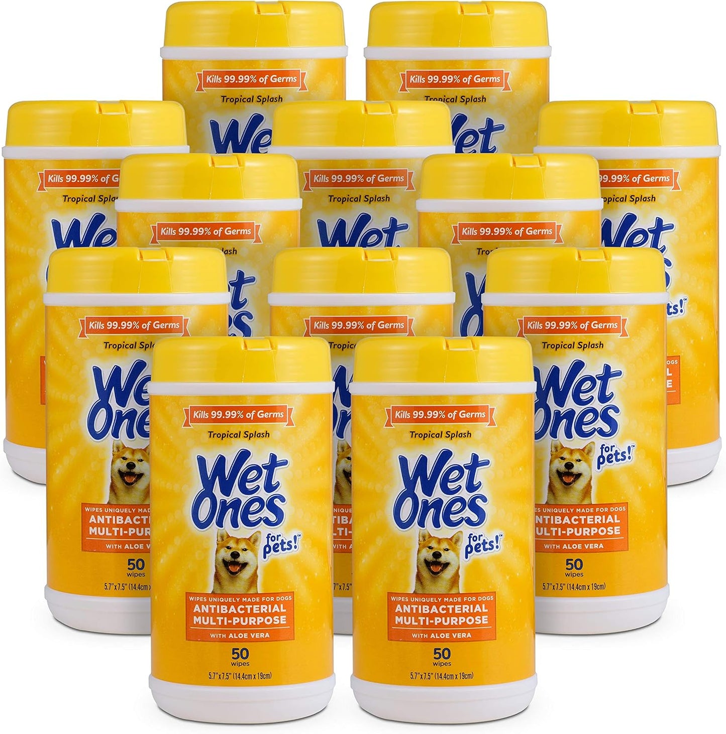 Wet Ones for Pets Antibacterial Dog Wipes, Multi-Purpose Grooming Wipes with Aloe Vera for Paws, Face & Body, Easy Cleanups Between Baths, Tropical Splash Scent, 5.7 in x 7.5 in, 50 Count - Image 9