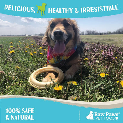 Safe compressed rawhide rings for dog dental care and tartar removal