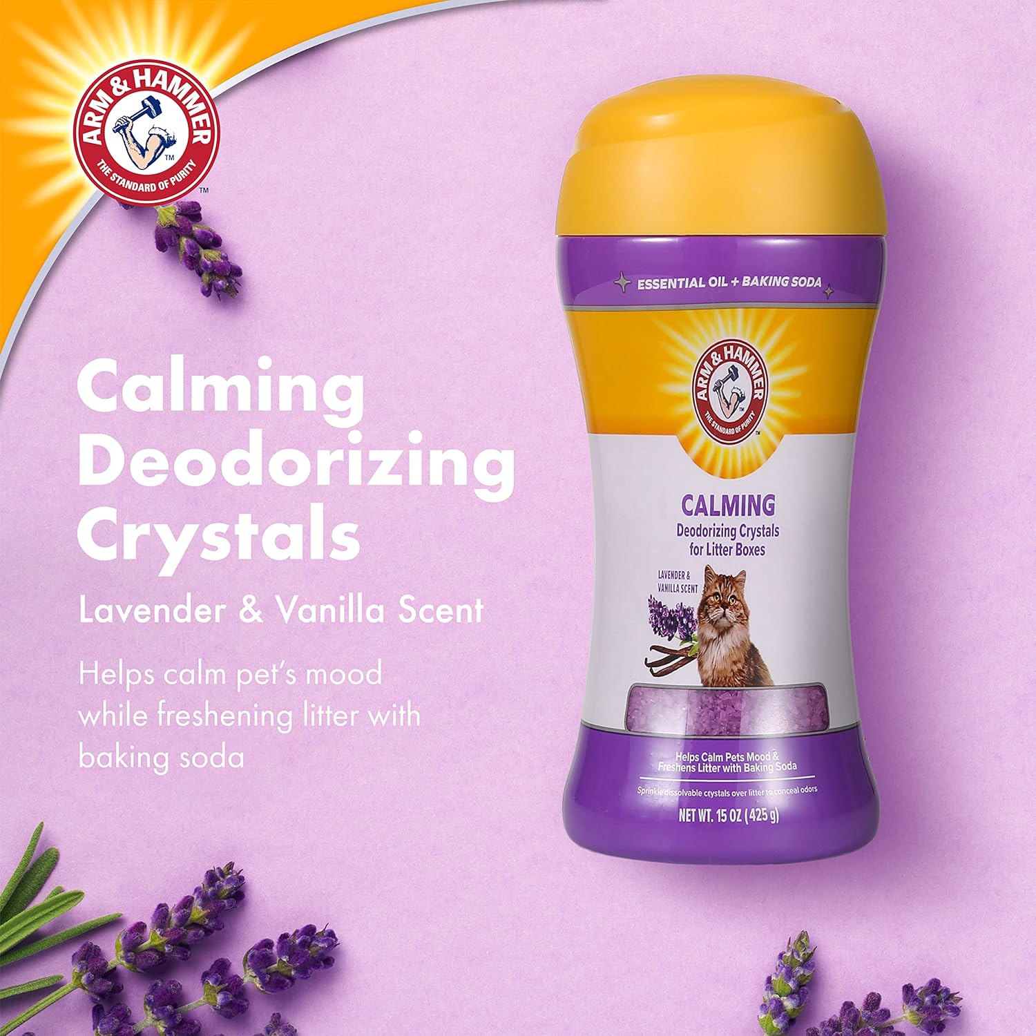 Arm and Hammer dissolving cat litter crystals bottle for effective odor control