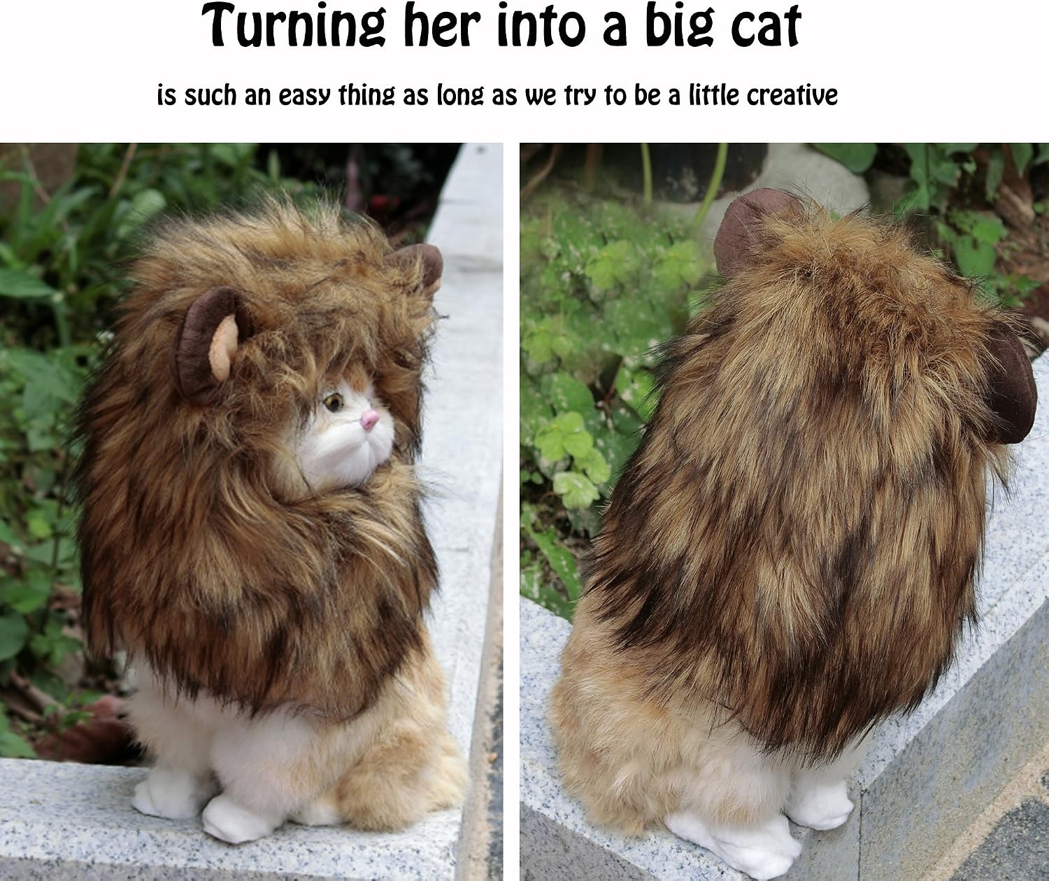 Plush ear detail on Onmygogo cat lion mane