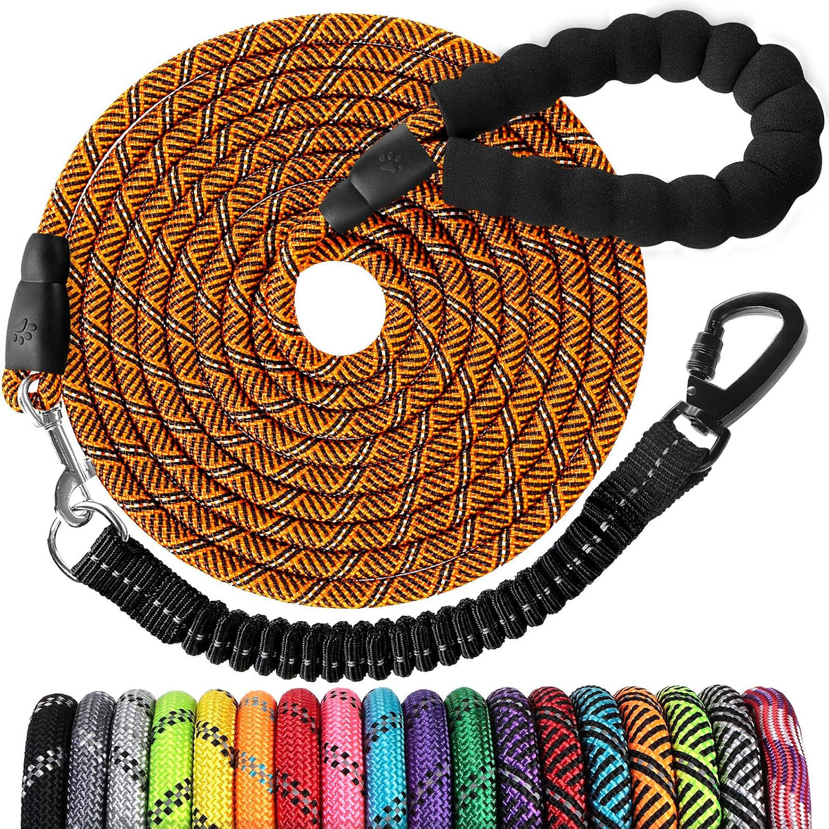 Long Dog Leash 15 FT: Heavy Duty Rope Leashes for Dogs Training with Swivel Lockable Hook Reflective Threads Bungee and Padded Handle - Dog Lead for Large Small Medium Dogs Outside Walking Hiking - Image 11