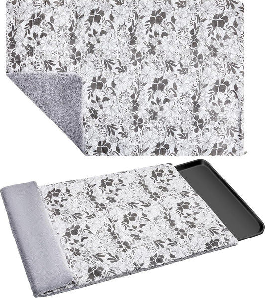 VitalCozy dog crate pan cover gray floral pattern front view on kennel tray