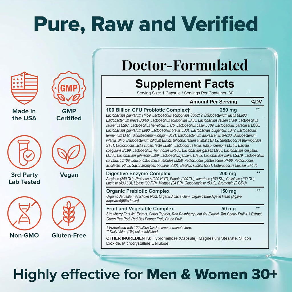 Wholesome Wellness Organic Raw Probiotics capsule count and potency label