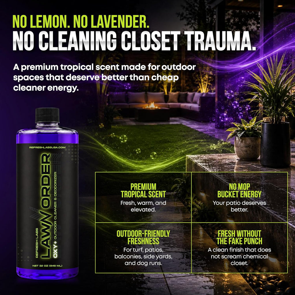 Close up label of LawN Order Oxi+ cleaner