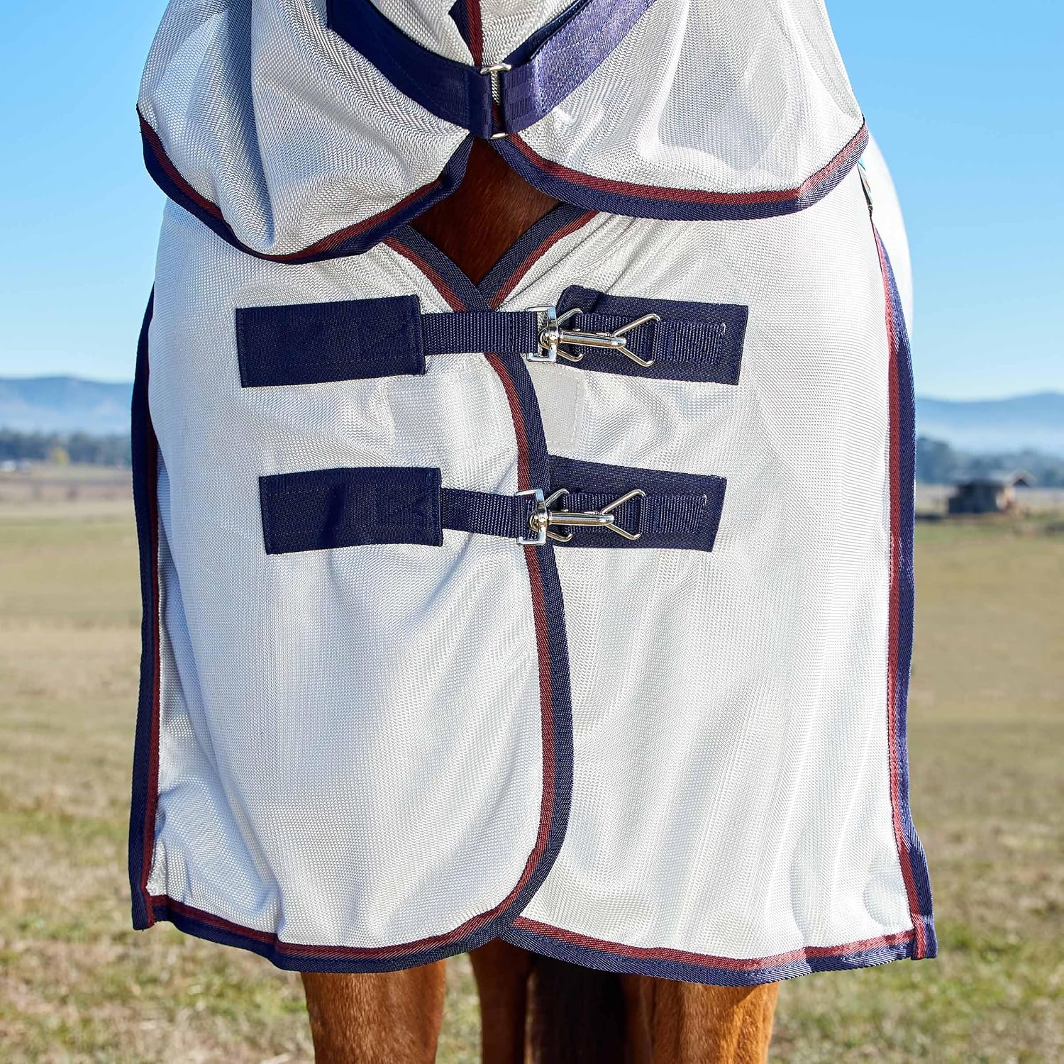 WeatherBeeta ComFiTec grey navy burgundy fly rug profile