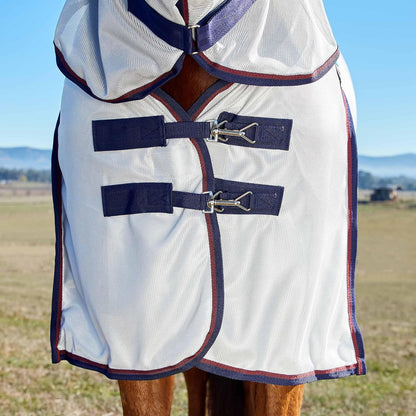 WeatherBeeta ComFiTec grey navy burgundy fly rug profile