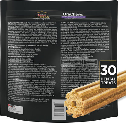 Nutritional information label for Purina Pro Plan OraChews