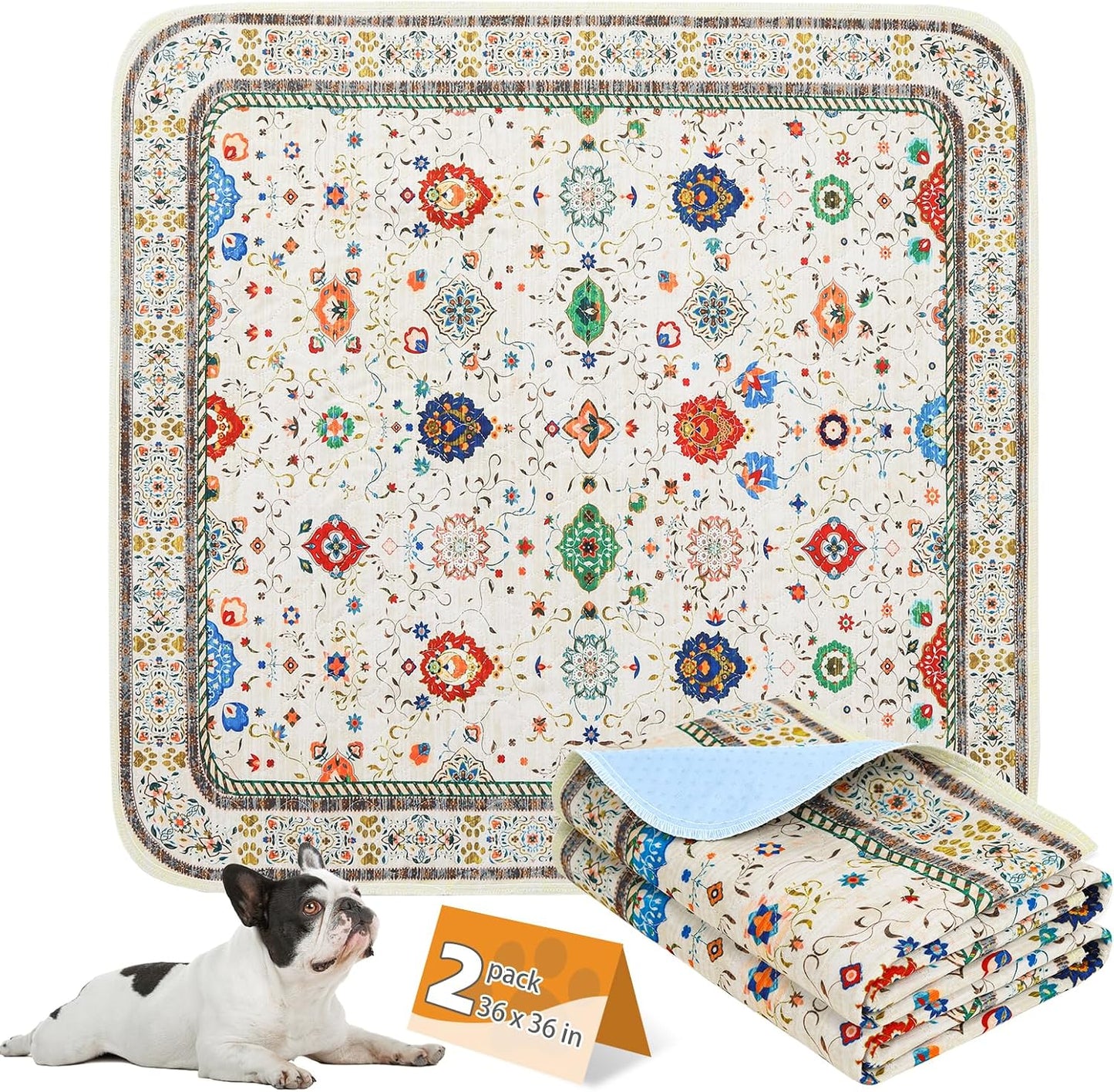 KOOLTAIL Washable Pee Pads for Dogs, 2 Pack Super Absorbent Reusable Puppy Training Pads Waterproof, Nonslip and Leak-Proof Dog Pee Pads, Large Pet Mats Whelping Pads for Floor, Crate, Couch, 36"x41" - Image 13