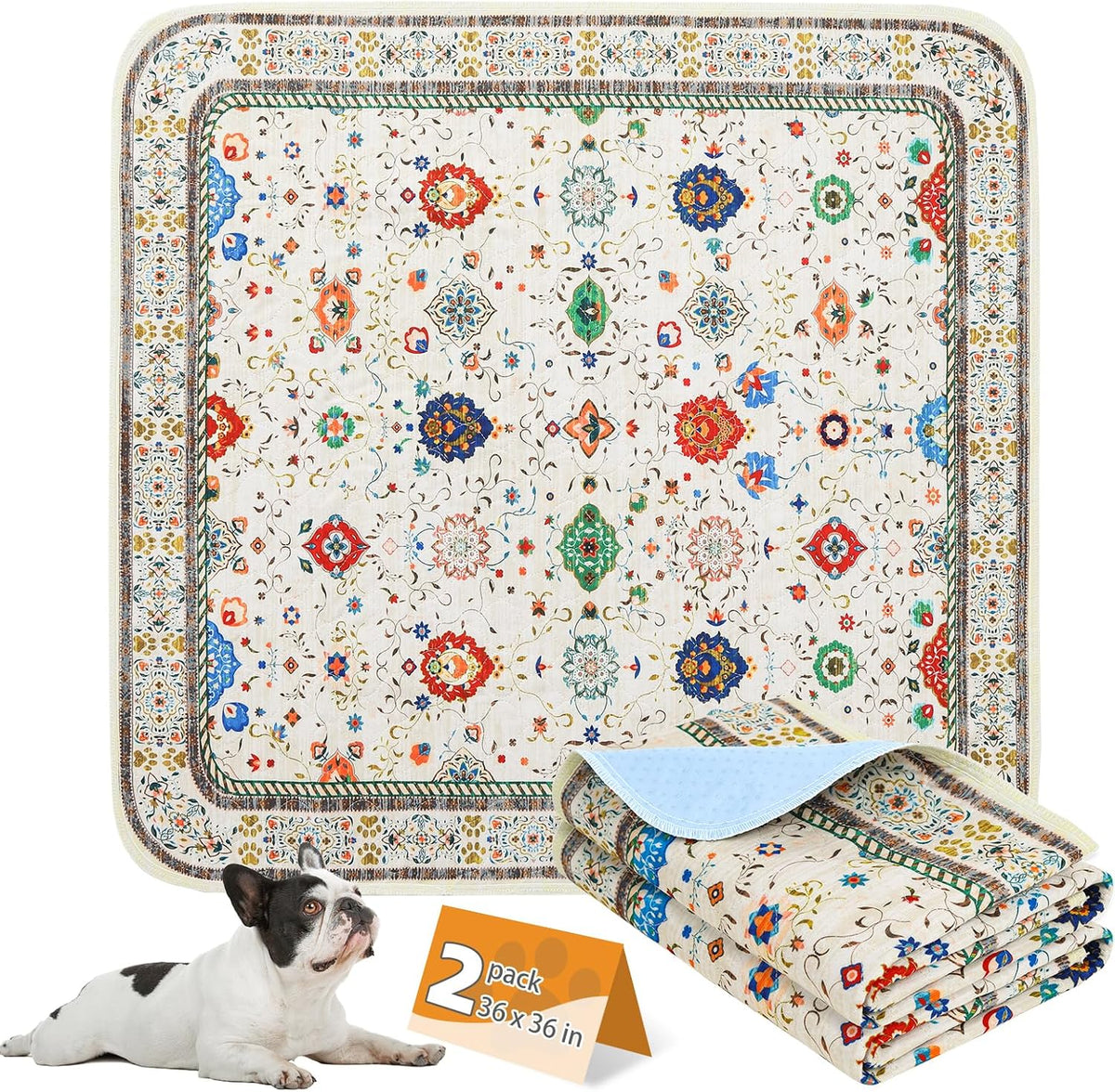 KOOLTAIL Washable Pee Pads for Dogs, 2 Pack Super Absorbent Reusable Puppy Training Pads Waterproof, Nonslip and Leak-Proof Dog Pee Pads, Large Pet Mats Whelping Pads for Floor, Crate, Couch, 36"x41" - Image 13