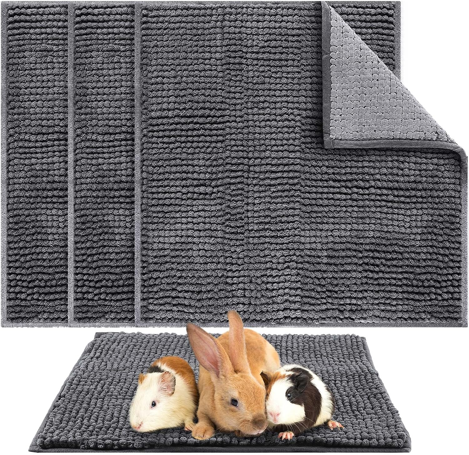 Amylove 4 Pcs Guinea Pig Cage Liner 16 x 24 Inch Washable Chenille Pee Pads Pet Dog Cat Bedding Training Mat Reusable for Small Animals Puppy Bunny Hamster Chinchilla - Image 14