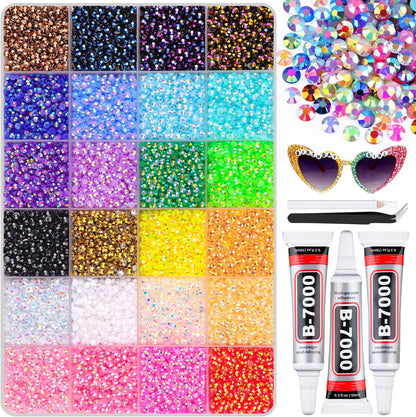 Belleboost 32000 pieces resin rhinestone kit with B7000 glue front view