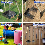 Ergonomic protective sleeve hand grips on the long handle poop scoop tools.