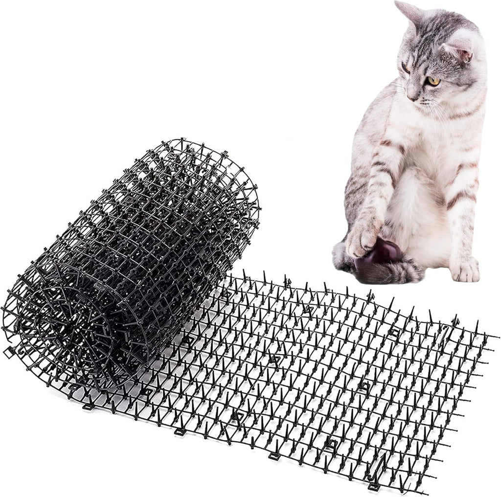 Homarden black scat mat front view showing plastic spikes and roll structure