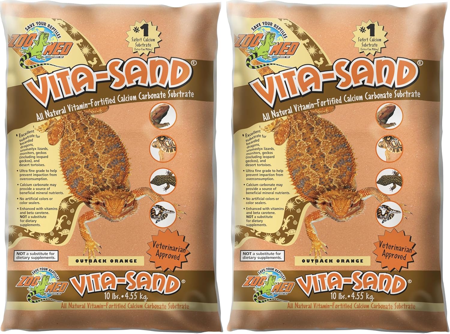 Close up of Zoo Med Vita Sand Outback Orange texture