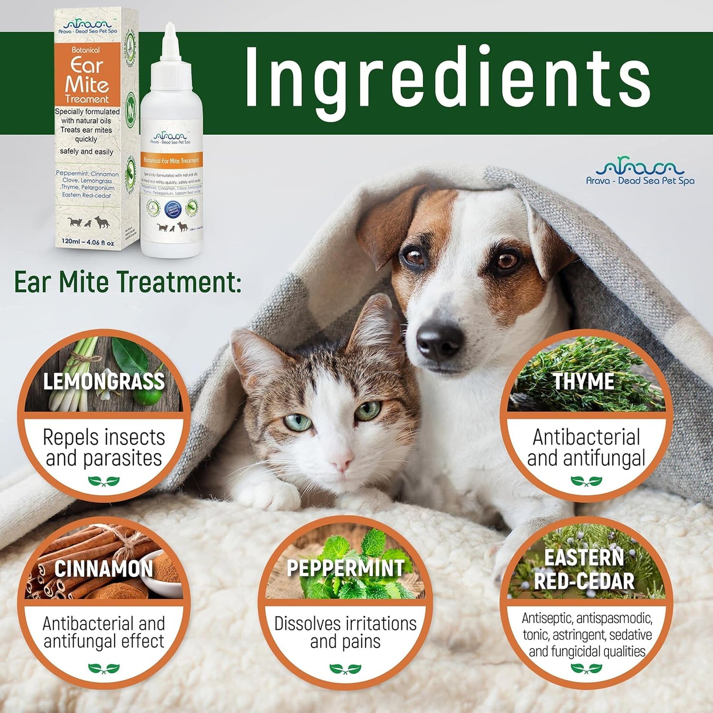 Professional pet ear care drops for mite relief