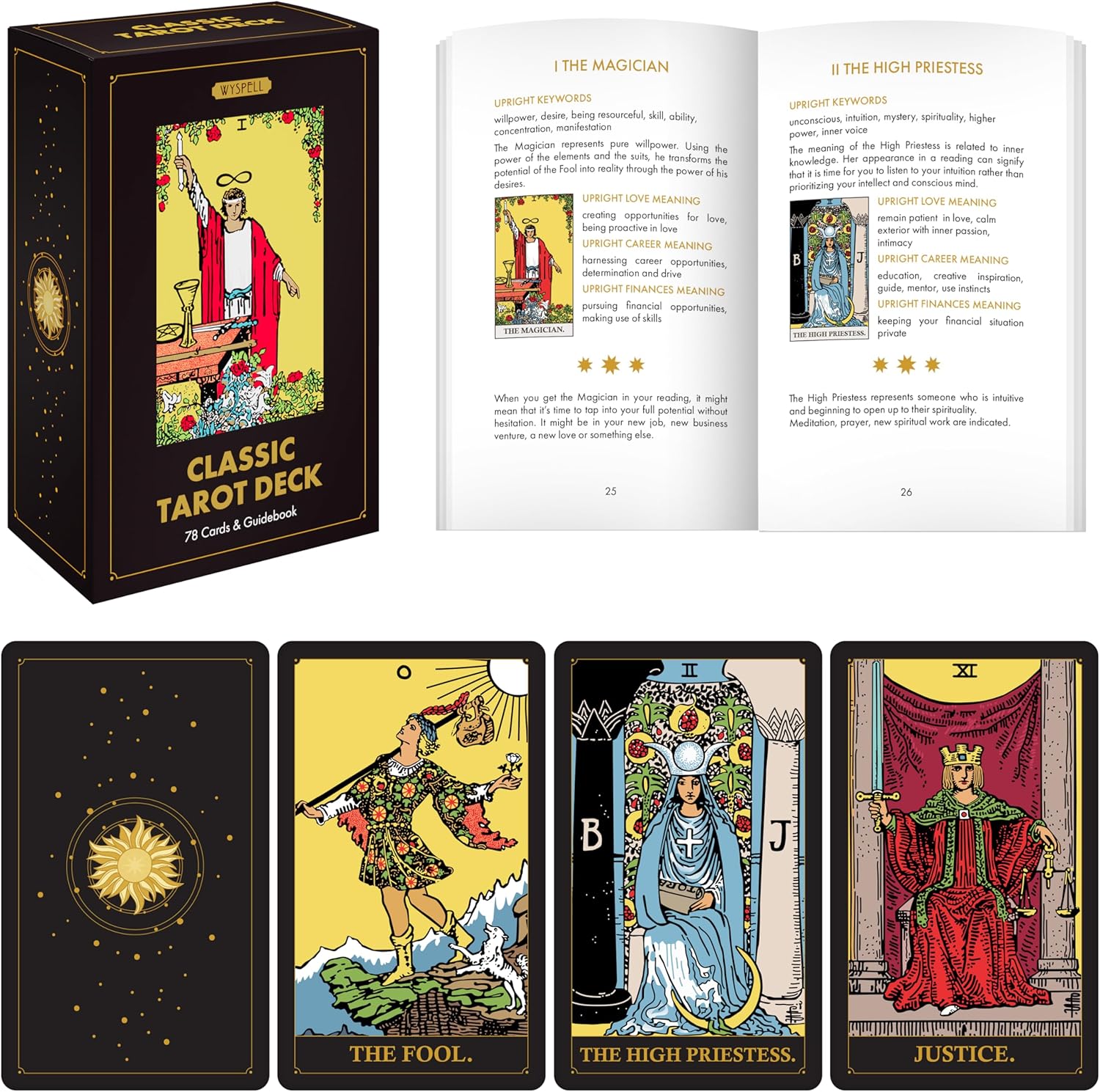 Wyspell classic tarot cards for beginners front view of dark edition box