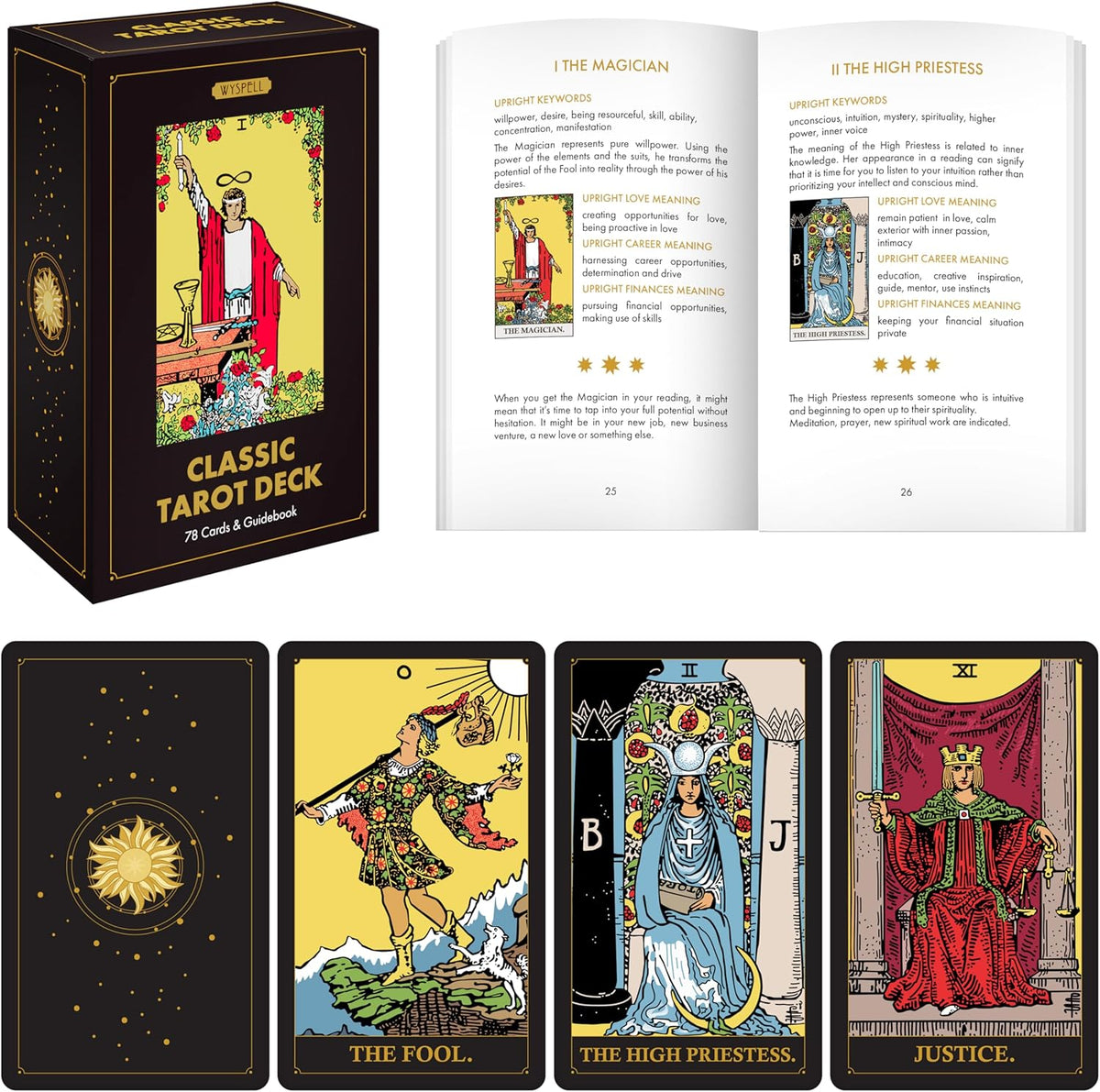 Wyspell classic tarot cards for beginners front view of dark edition box
