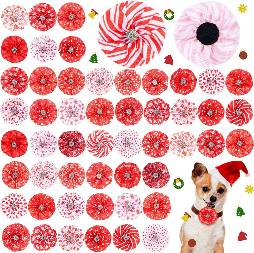 Huhumy 50 Pcs Summer Collar Bows for Dogs Hawaiian Bow Ties Flowers Charms Attachment for Small Medium Large Dogs Cats Collar Accessories Summer Party Costumes - Image 12