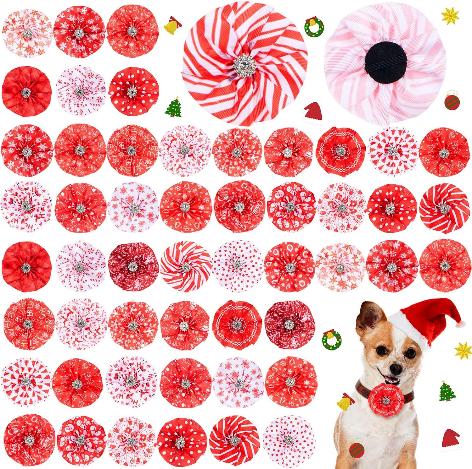 Huhumy 50 Pcs Summer Collar Bows for Dogs Hawaiian Bow Ties Flowers Charms Attachment for Small Medium Large Dogs Cats Collar Accessories Summer Party Costumes - Image 12