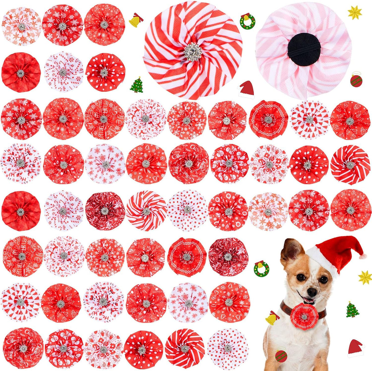 Huhumy 50 Pcs Summer Collar Bows for Dogs Hawaiian Bow Ties Flowers Charms Attachment for Small Medium Large Dogs Cats Collar Accessories Summer Party Costumes - Image 12