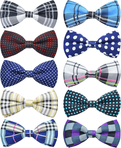 PET SHOW 12 Colors Plain Small Dogs Collar Embellishment Attachment Bow Ties Puppies Cats Collar Charms Accessories Slides Bowties for Birthday Wedding Parties Assorted Pack of 12 - Image 12