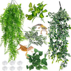 Hamiledyi 5 Pcs Reptile Plants Terrarium Hanging Fake Plant Leaves, Bearded Dragon Tank Accessories, Habitat Decor for Snake Leopard Gecko Lizard Chameleon Spider Turtle (Style 3) - Image 12
