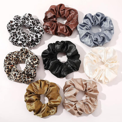 Ivyu Silk Satin Hair Scrunchies front view showing assorted neutral colors.