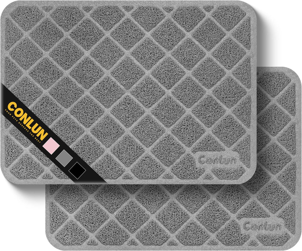 Conlun Cat Litter Mat Litter Trapping Mat, Premium Durable PVC Grid Mesh with Scatter Control, Non-slip, Less Waste Cat Litter Box Mat, Soft on Kitty's Paws, Urine Waterproof, 24" x 17" Grey - Image 11