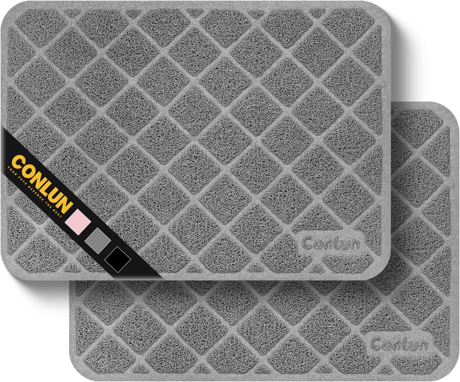 Conlun Cat Litter Mat Litter Trapping Mat, Premium Durable PVC Grid Mesh with Scatter Control, Non-slip, Less Waste Cat Litter Box Mat, Soft on Kitty's Paws, Urine Waterproof, 24" x 17" Grey - Image 11