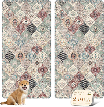nunubaby Washable Pee Pads for Dogs, Stylish, Non-Slip and Leak-Proof Pee Mat. Ultra-Absorbent Reusable Potty pad for Crates and Floors.(Cream/Multi, 18" x24" ) - Image 9