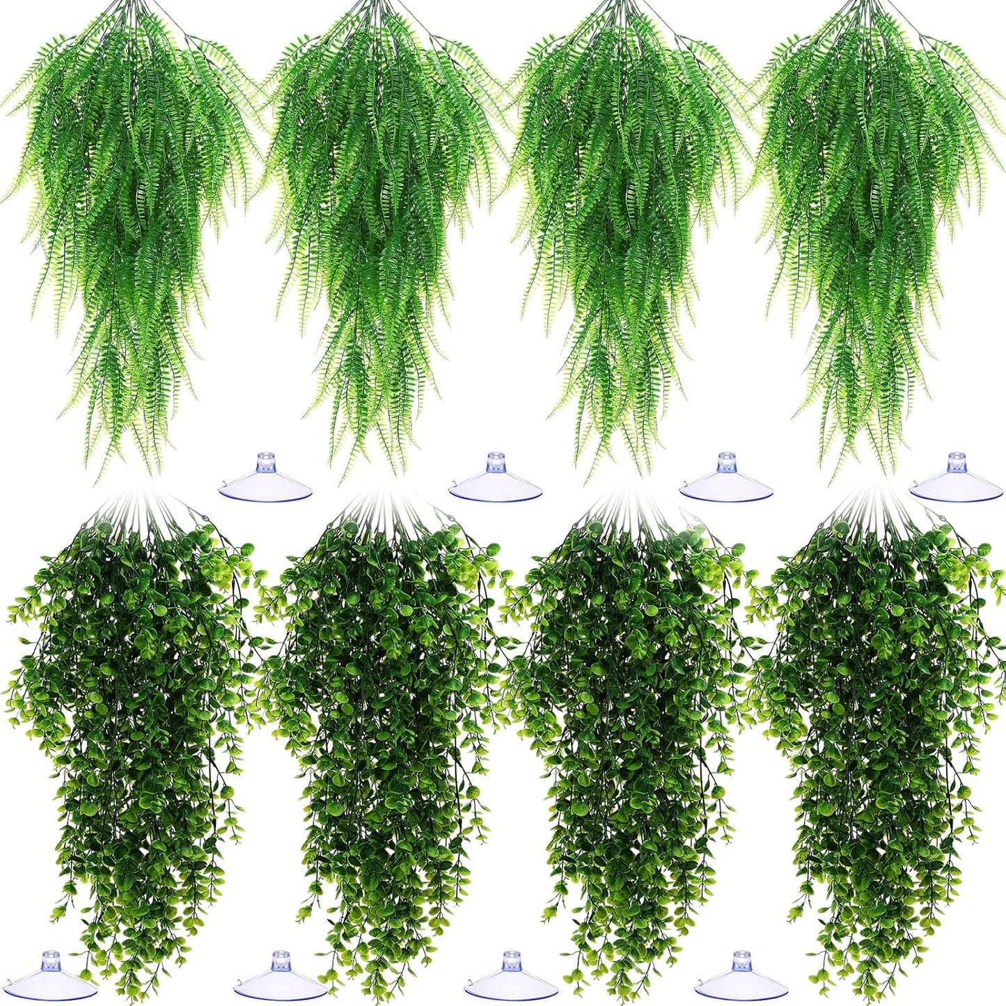 Suncalla Reptile Plants Terrarium Hanging Plants Vines Boston Climbing Terrarium Plant with Suction Cup for Bearded Dragons Lizards Crested Gecko Snake Crab Tank(Lush Series,Multiple Green) - Image 9