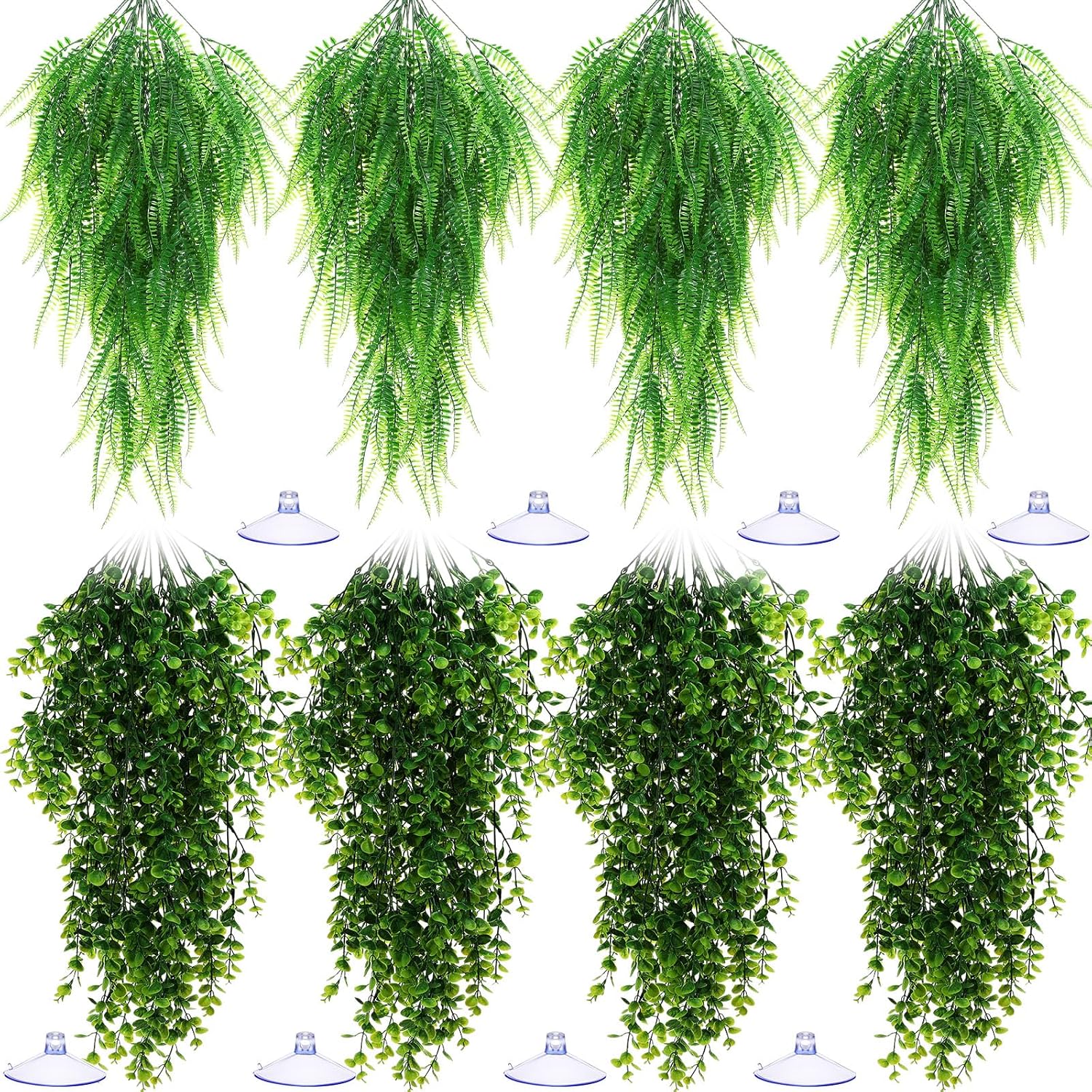 Suncalla Reptile Plants Terrarium Hanging Plants Vines Boston Climbing Terrarium Plant with Suction Cup for Bearded Dragons Lizards Crested Gecko Snake Crab Tank(Lush Series,Multiple Green) - Image 9