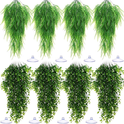 Suncalla Reptile Plants Terrarium Hanging Plants Vines Boston Climbing Terrarium Plant with Suction Cup for Bearded Dragons Lizards Crested Gecko Snake Crab Tank(Lush Series,Multiple Green) - Image 9