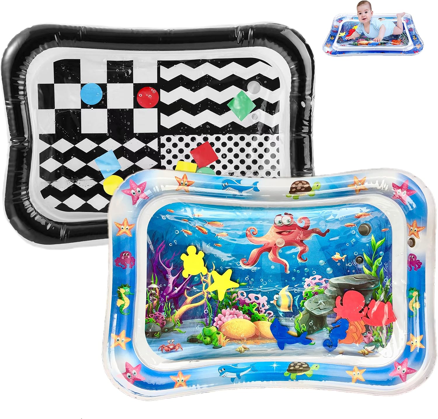 PandaEar tummy time water play mat pack of two front view sensory development toy