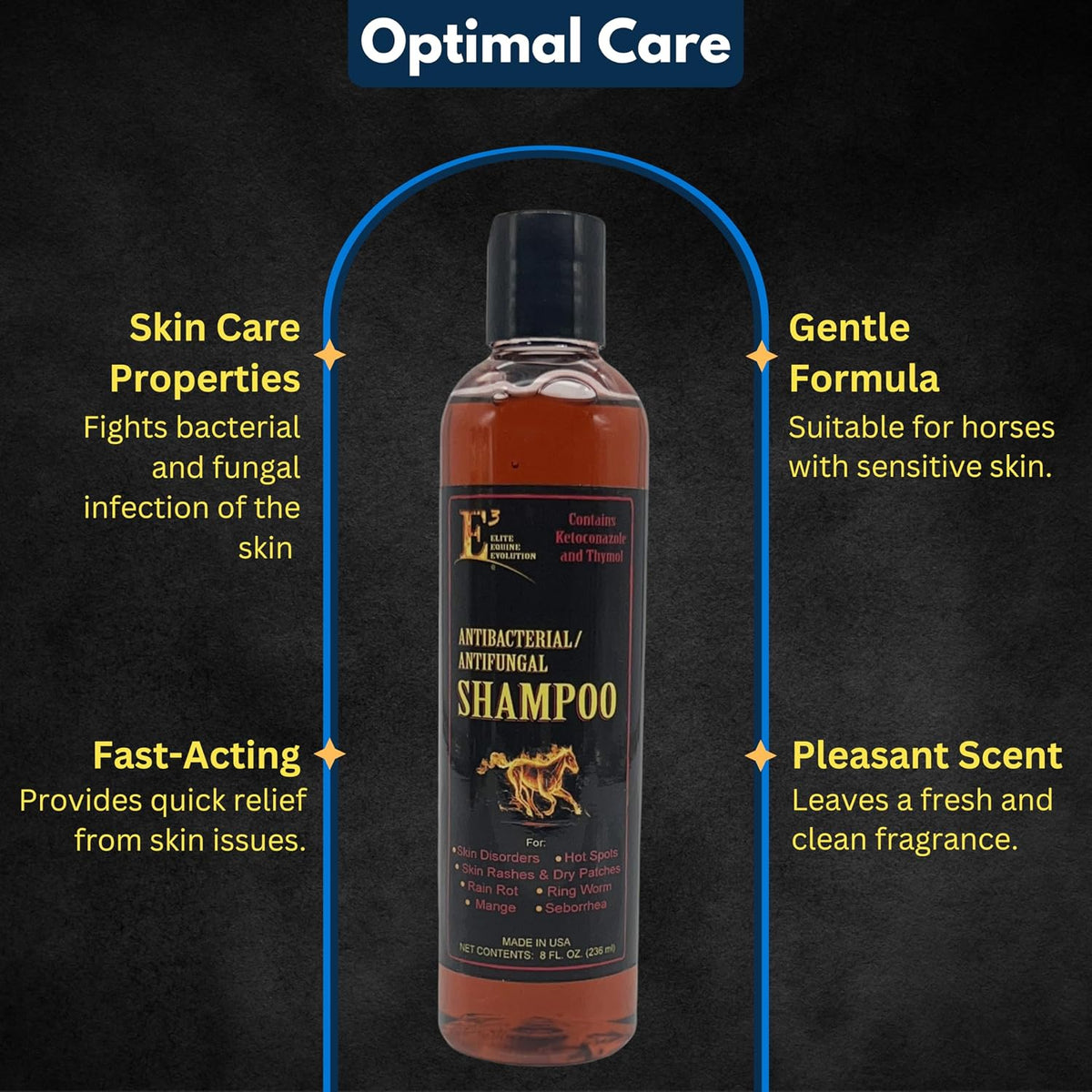 Close up of E3 pet shampoo label ingredients