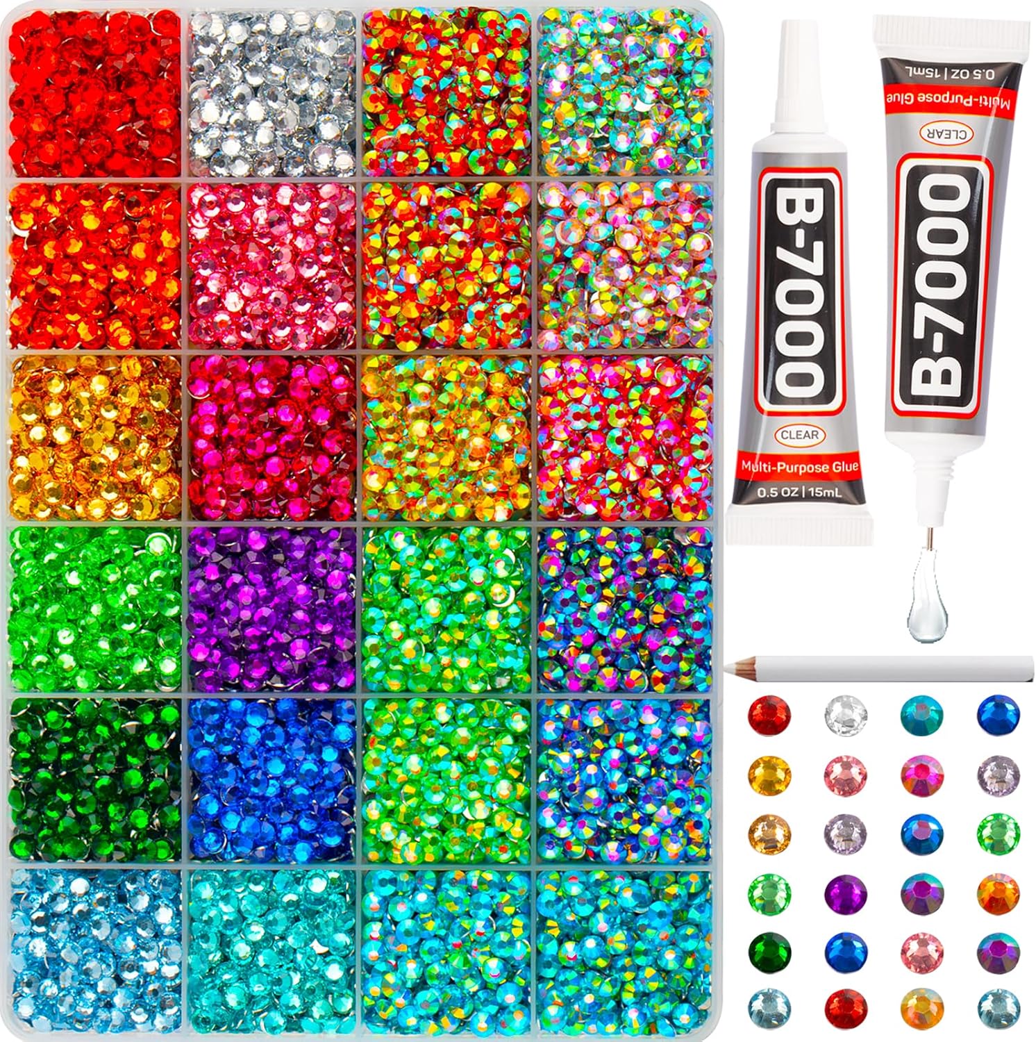 Worthofbest 10000 pieces multicolored rhinestones kit front view