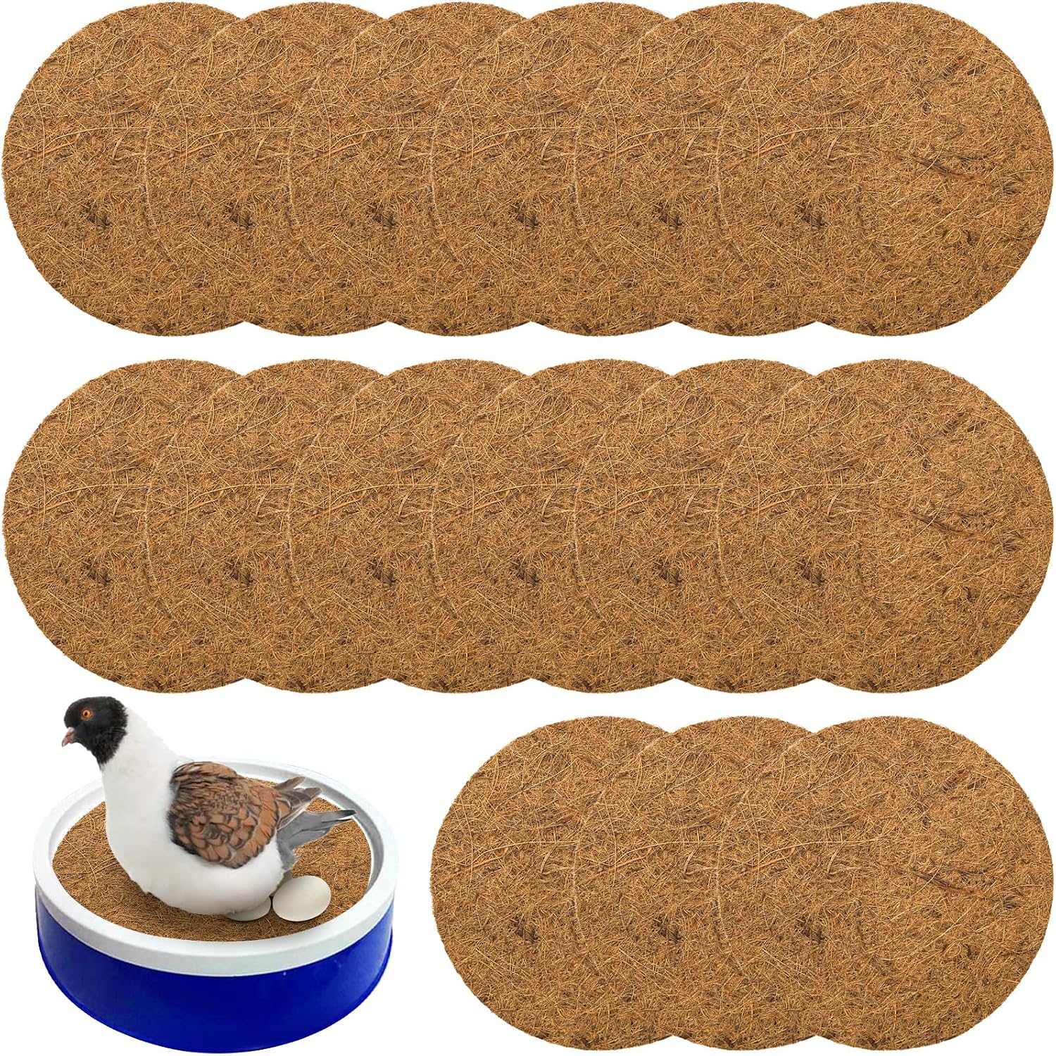 Eorbow 15 pack natural coconut fiber pigeon nest pads front view