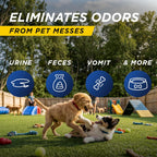 Outdoor pet deodorizer being sprayed onto artificial turf lawn