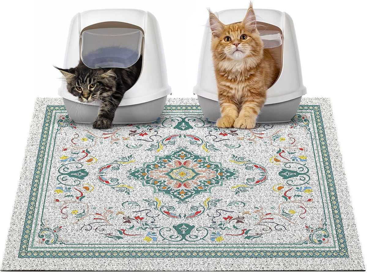Glittme Cat Litter Mat with Non-Slip Bottom Litter Box Mat 33"X22" Litter Trapping Mat Easy to Clean Washable Cat Food Mat for Kitty,L - Image 11