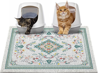 Glittme Cat Litter Mat with Non-Slip Bottom Litter Box Mat 33"X22" Litter Trapping Mat Easy to Clean Washable Cat Food Mat for Kitty,L - Image 11
