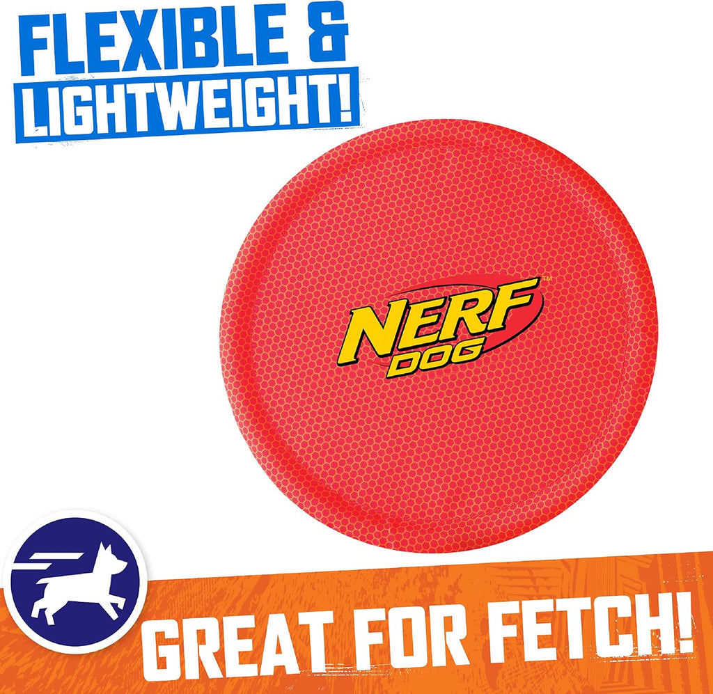Close up of tear-resistant nylon material on Nerf Dog flyer