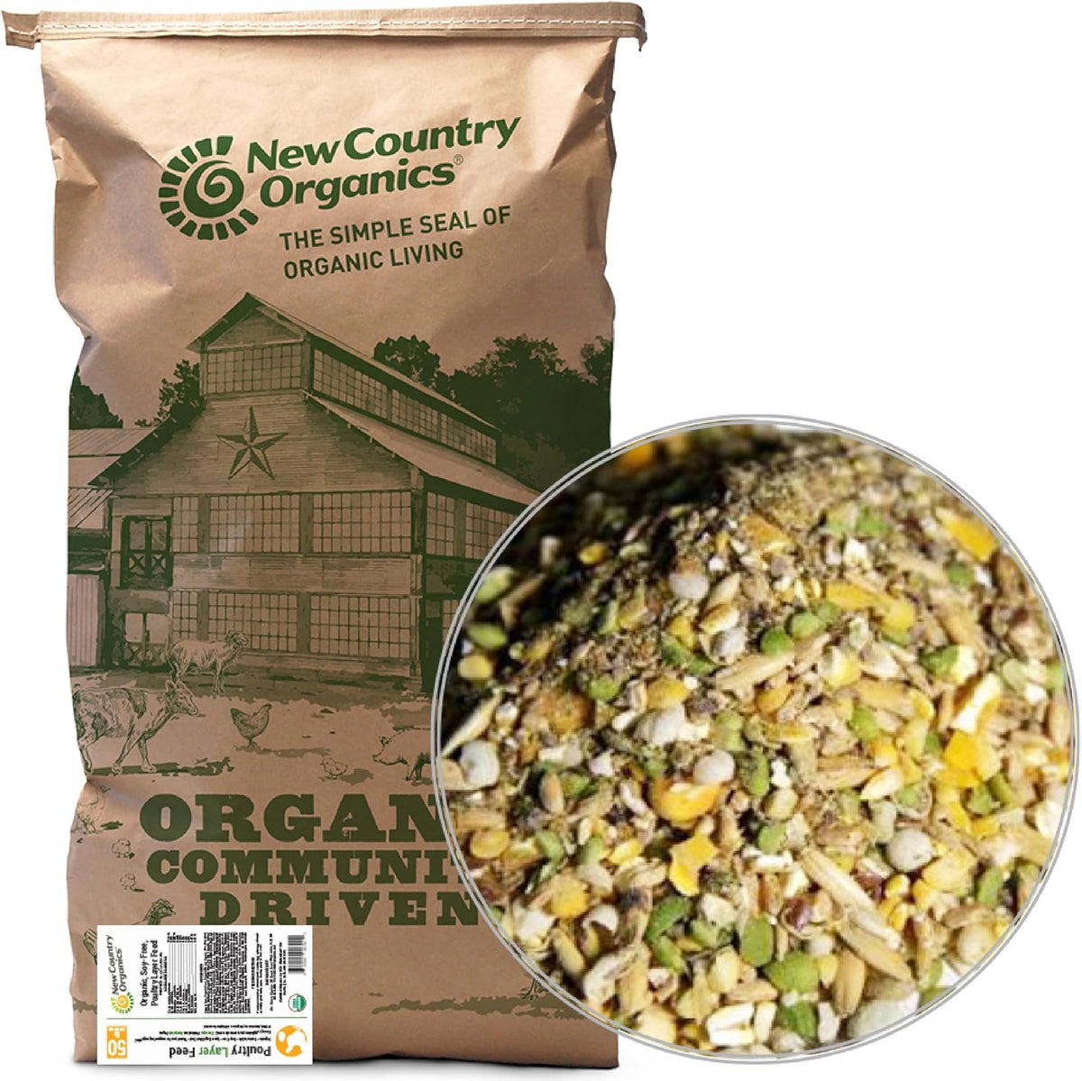 New Country Organics | Corn-Free Classic Layer Chicken Feed for Laying Hens | Corn-Free and Soy-Free | 17% Protein | Certified Organic and Non-GMO Chicken Food | 25lbs Bag - Image 12
