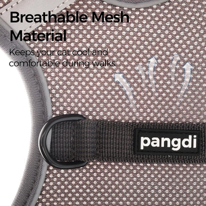 Pangdi tactical style grey cat travel vest package close up on stitching details