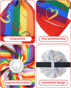 Pet Show striped festive bow tie charm with heart graphics attached to a standard pet collar.