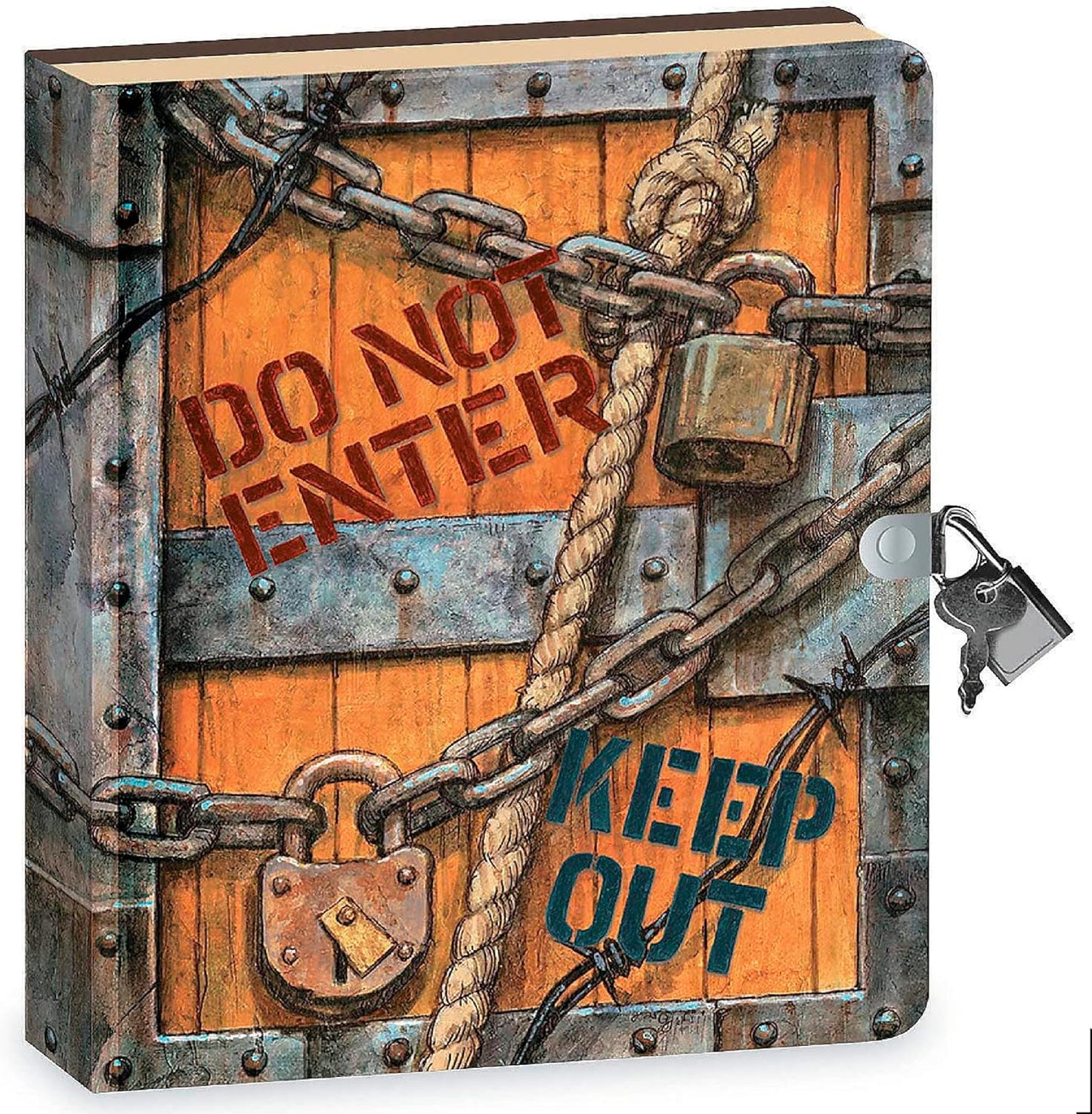 Peaceable Kingdom Keep Out diary front view with lock and key